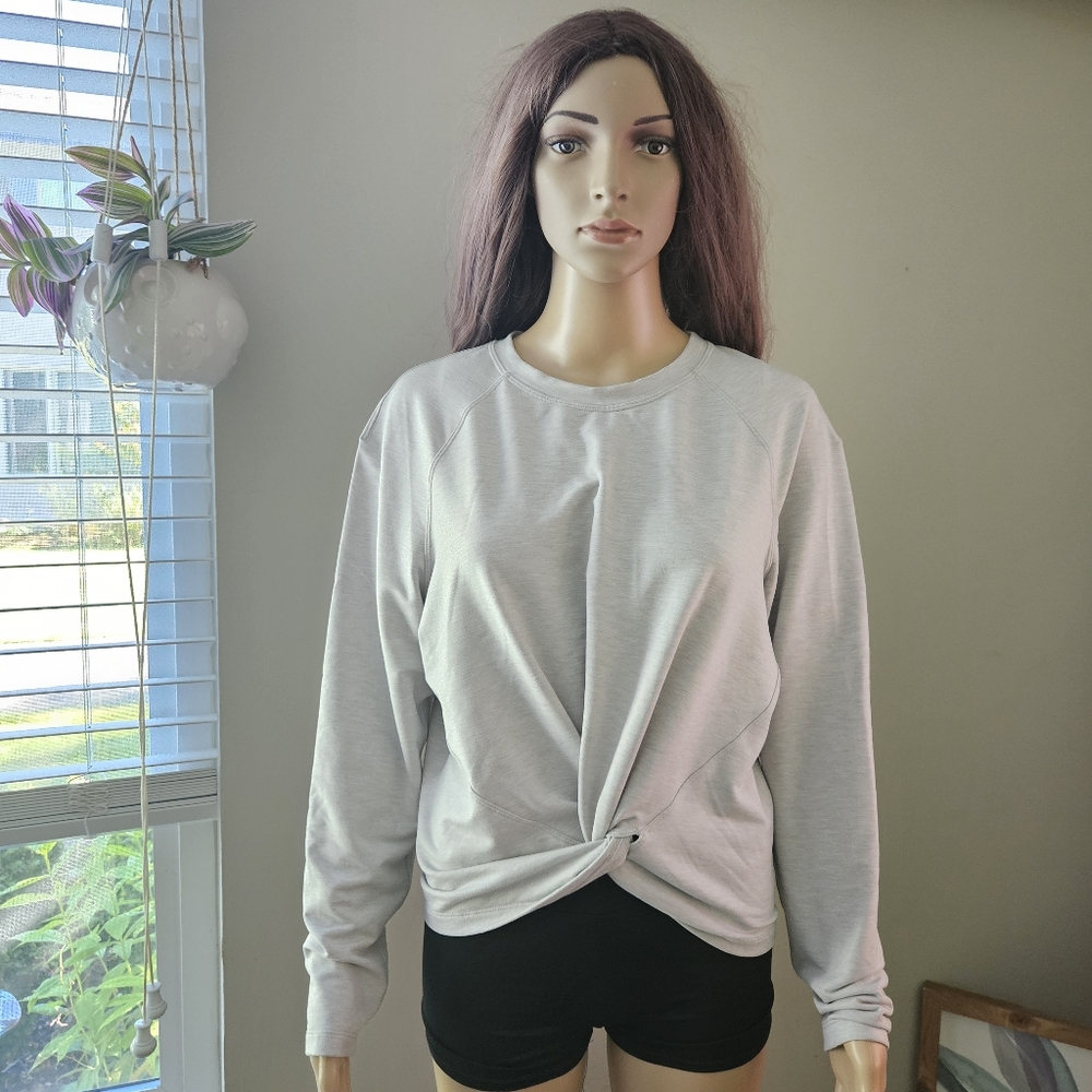 Lululemon Athletica tuck and gather gray pullover sweater top crew neck